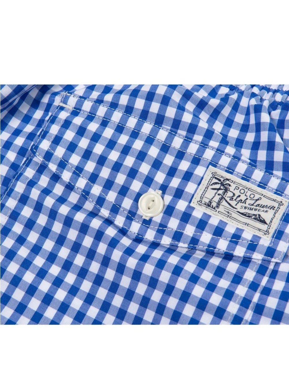 Polo Ralph Lauren Blue & White Check Gingham 6” Traveler Classic Swim Trunks